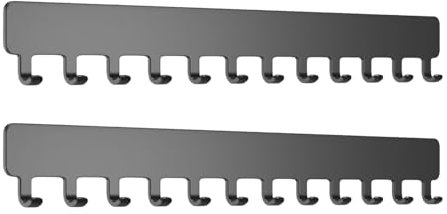 Adhesive Iron Coat Hooks,Wall Necklace Organizer Holder 2 Pack (25 x 2.5 x 1.5 cm) - Strong and Stylish for Coats, Bags, and Accessories - Easy to Install and Remove