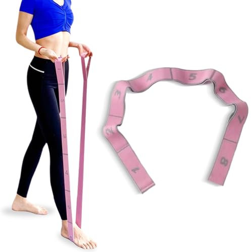 Fascia Elastica Fitness, Cinghia di Yoga con 8 Fisso Loop, Fascia Yoga, Yoga Stretching Band, Elastico Fasce di Resistenza per Yoga, Pilates, Fitness, Stretching, Allenamento, Danza