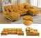 LIFEISLE U-Form Sofa Couch mit Chaiselongue, Großes Sektionssofa mit Doppelten Liegesitzen, 4 Sitzer Ecksofa mit Schlaffunktion für Wohnzimmer Schlafzimmer Büro Wohnung, Chenille-Stoff Gelb