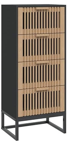Eleganz Highboard Schwarz 40x30x95 cm - Modernes Wohnzimmermöbel aus Holzwerkstoff - Stauraum Lösung für kleine Räume - Langlebig & Stilvoll