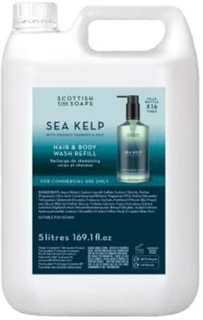 MM Sea Kelp Hair & Body Wash Refill 5L | Moisturising Shower Gel & Shampoo | Bulk Eco-Friendly Refill for All Skin & Hair Types | Fresh Clean Scent | Salon & Home Use