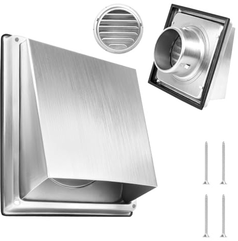 Rejilla de protección contra la intemperie rejilla de ventilación de acero inoxidable Inoxidable para Ventilación de Chimeneas Hornos (125mm)