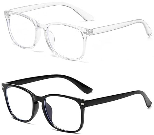 WUYIXUAN 2 Pack Blue Light Blocking Glasses for Men & Women, Anti-Glare Computer & Gaming Eyewear, Lightweight Clear Frame Blue Light Glasses for Eye Strain & Headache Relief