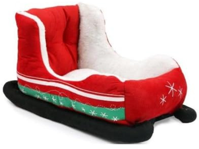 Rajani Pet Christmas Sleigh Bed for Cats and Small Dogs - Festive Soft Cozy Holiday Bed - Decor, Ornaments