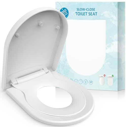 Family Toilet Seat, Soft Close Toilet Seat with Built-in Child Seat, Potty Training 2 in 1 Seat with Quick Release, Simple Top Fixing, Non-Slip Anti-Bacterial U/D Shape Toilet Cover White