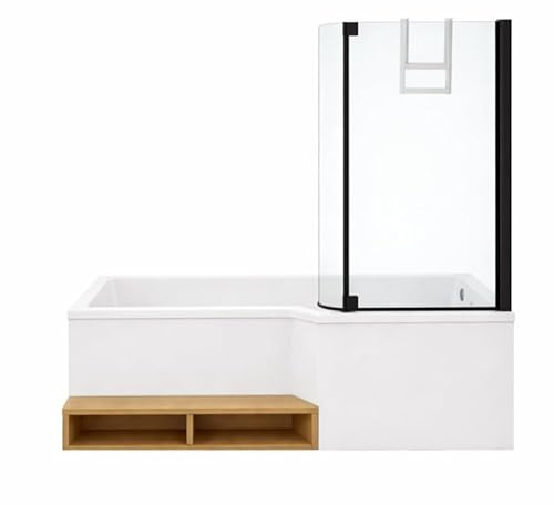 Pack baignoire bain douche 170 x 90 JACOB DELAFON Neo version droite + pare bain noir mat + tablier de baignoire en niche