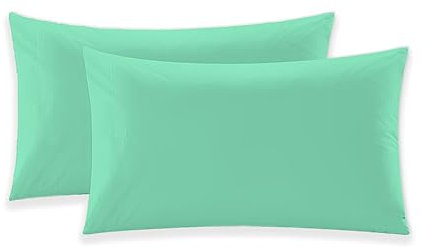 EGYPTO LUXURY MINT GREEN PILLOW CASES 2 PACK – SOFT & BREATHABLE PILLOW CASE – WRINKLE-FREE HOUSEWIFE PILLOW COVER – STANDARD UK SIZE – 50cm x 75cm (Mint Green)