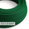 creative cables Cavo Elettrico a Larga Sezione 3x1,50 Rotondo - Tessuto Effetto Seta Verde Scuro RM21-5 Metri
