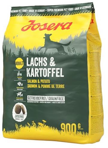 JOSERA Lachs & Kartoffel (5 x 900 g) | Adult | Premium Trockenfutter für ausgewachsene Hunde | Kartoffel & Lachs als einzige tierische Proteinquelle | getreidefrei | Hundefutter| 5er Pack