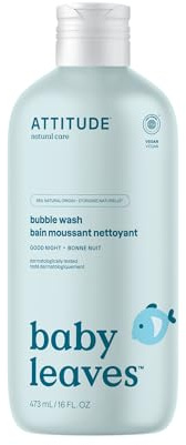 ATTITUDE Bubble Bath and Body Wash for Baby, EWG Verified, Dermatologically Tested, Plant- and Mineral-Based Ingredients, Vegan, Good Night, 473 mL