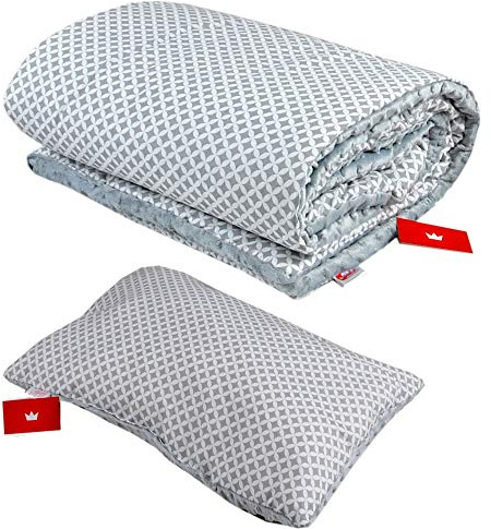 Babylux Kuscheldecke 100 x 150 cm Decke Babydecke Kinderdecke Bettdecke Groß Kissen Minky XXL (10. Grau + Marokko mit Kissen)