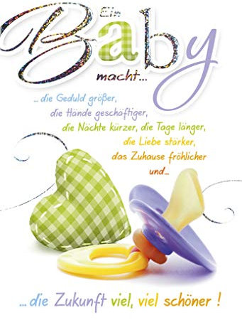 KE - Glückwunsch-Karte zur Geburt für Jungen oder Mädchen, mit Umschlag, DIN B6, Babykarte, Baby Geburtskarte, Karte zum Baby, Motiv: Nuckel
