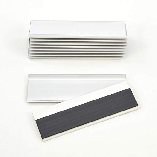 Magnetische Etikettenhalter für Einstecketiketten 200 mm Breit/Tickethalter/Etiketten Halter (42 mm Höhe, Weiß, 10 Stück)