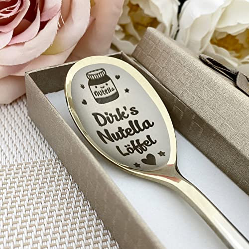 Personalisierter Löffel für Schokolade und Desserts – Name und Wünsche auf dem Griff eingraviert – Edelstahl, Verpackungsoptionen – Tolles Geschenk für Naschkatzen