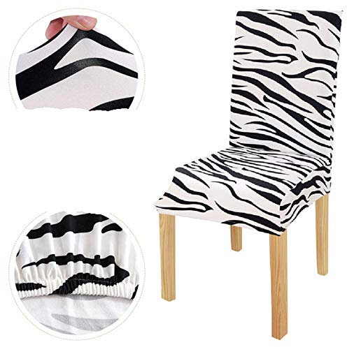 LLAAIT 1/2/4 / 6pcs Drucken Zebra Stretch Stuhlbezug Große elastische Sitzbezüge Gemälde Schonbezüge Restaurant Bankett Hotel Home, 6, China