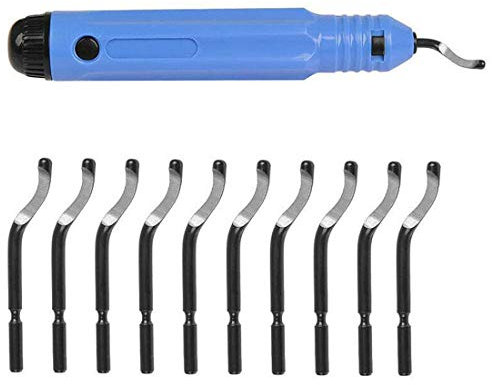 Deburring Tool Kit Set, Hand Scraper Deburring Tool Kit Set with 10Pc HSS Cutter Head for Metal Steel Aluminum Plastic Wood Fiberboard Deburrs Chamfer Trimming Tool
