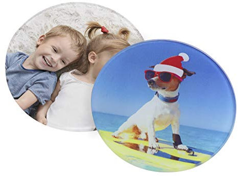 Untersetzer Personalisierter Rundes Glasuntersetzer mit Foto, DIY Dekorative Getränk Untersetzer Waschbar Coasters für Tassen, Vasen, Kerzen Einzigartige Geburtstags Housewarming Geschenke, 2er