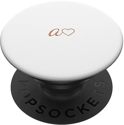 Rose Initial Letter A Heart Minimalist White PopSockets Adhesive PopGrip