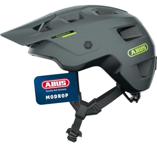 ABUS MTB-Helm MoDrop - robuster Fahrradhelm mit guter Belüftung für Mountainbiker - individuelle Passform - für Damen und Herren - Grau Matt, L