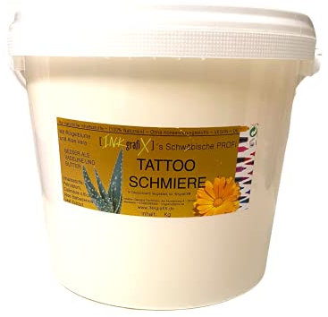 INKgrafiX® Schwäbische TATTOO SCHMIERE - NEU! Besser als Butter! - 5L - Deutschland - PROFI - STUDIO - IG58355 - Pflege Tattoopflege Haut Hautpflege Aloe Vera Ringelblume