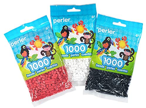Perler Fuse Bead Set 3-Pack Bundle, Black, White, and Red 3 Pack