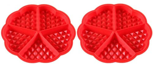 Selecto Bake Lot de 2 moules à gaufres et crêpes en silicone anti-adhésif pour mini muffins en forme de cœur – Idéal pour minceur World gaufres et recettes de petit-déjeuner, rouge
