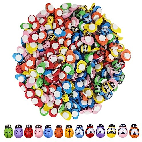 Holzbienen Marienkäfer Set, 200er Pack Mini Flatback Selbstklebende Holzbienen & Marienkäfer Verzierungen Kit für Basteln Scrapbooking Kartenherstellung DIY Ornamente Party Dekoration von RuiChy