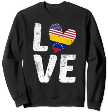 Bandera de Venezuela de Estados Unidos con corazón Venezuela Bandera Americana Sudadera