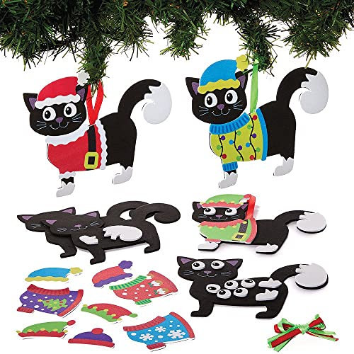 Baker Ross FX365 Katzen Moosgummi Dekoration Bastelset-8er Pack, Weihnachtsdekoration für Kinder zum Basteln, Baumschmuck Bastelsets