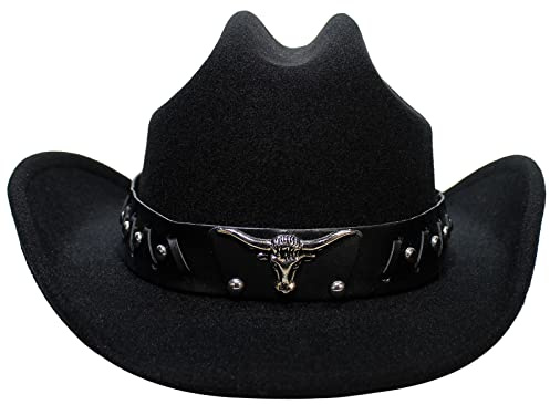 Kalerona Black Cowboy Hats for Men & Women Cowgirl Hats with Hat Bands for Cattleman Western Hats