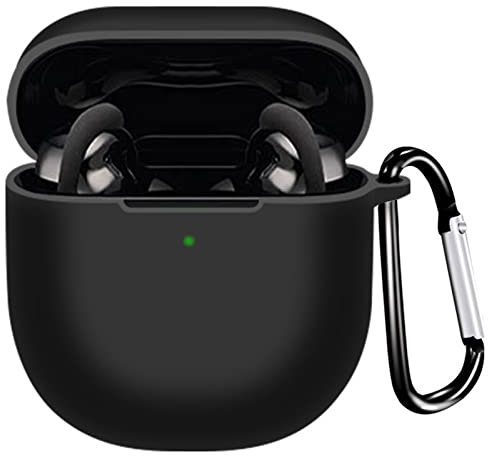Miimall Schutzhülle Kompatibel mit Bose QuietComfort Earbuds II Hülle mit Karabiner, [Vordere LED Sichtbar] Leicht Silikon Stoßfest Schutz Case für Bose QuietComfort Earbuds 2 2022-Schwarz