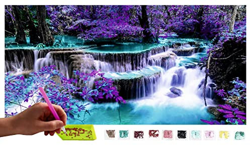 MISHBAY Diamond Painting Wasserfälle - 120x50cm Diamond Painting Erwachsene - Sehr Groß Diamant Painting Bilder - DIY 5D Satz Wand Dekor Diamantstickerei