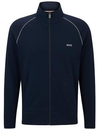 BOSS Herren Mix&Match Jacket Z Jacke aus Stretch-Baumwolle mit Reißverschluss und Logo-Stickerei Dunkelblau XXL