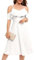Bbonlinedress Sommerkleid Damen lang Schulterfrei Brautjungfernkleider elegant Trägerkleid Midilang festliches Party Cocktailkleid Weißes Strandkleid White L