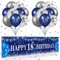 Blau 18. Geburtstag Dekorationen für Jungen Mädchen, Marineblau Silber 18. Geburtstag Banner und 18. Geburtstag Luftballon für 18. Geburtstag Party-Zubehör