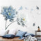GIVLWF Papier Peint Mural de Lotus Bleu Blanc Abstrait Moderne, Fleur Papillon Art Déco de La Maison - Pour Salon Chambre D'enfant Décoration Murale 200 x 140 cm