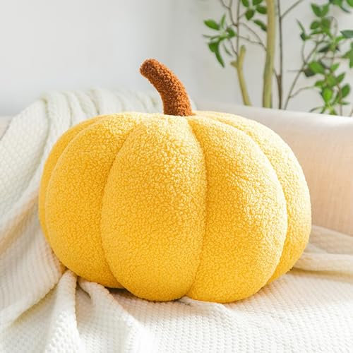 Gluhbirnen Kürbis Überwurfkissen, Kürbis Deko, Kürbiskissen Schlafzimmer Dekoration Dekoration, kürbis Kissen, Halloween deko, Partybevorzugung, 20cm, Gelb