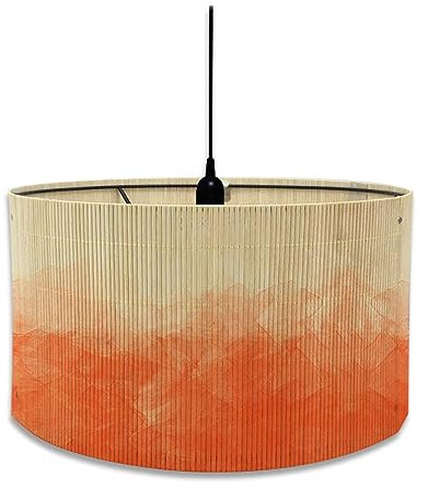 FANSU Lampenschirm fuir Tischlampe, Bunt Lampenschirm Hängelampe Lampenabdeckung für E27 Stehlampe Tischlampe Deckenleuchte Wohnzimmer Moderner Deko (30x30x20cm,Orange Malerei)