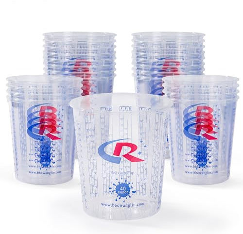 Piant Mixing Cup 40 Ounce, Accurate Measurements in Ratios and OZ. and ML, 12PCS Plastic Graduated Measuring Cups for Paint, Resin, Epoxy, Acrylic, Pigments, Art