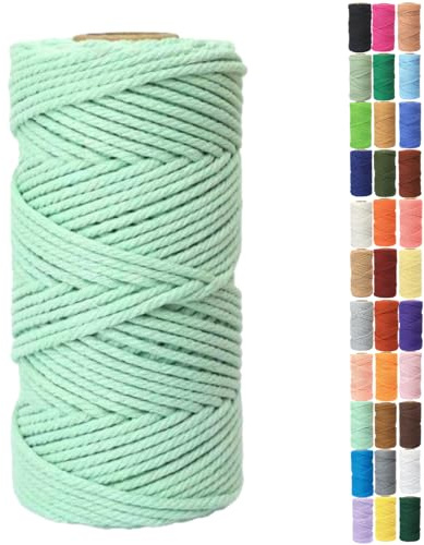 Binwat Corde de Macramé 5mm x100m Corde Épaisse en Coton Naturel Fil de Bricolage Artisanat Fil Torsadé Bobine Ficelle Corde en Coton pour Suspension Murale, Suspensions de Plantes, Tricot, Projets