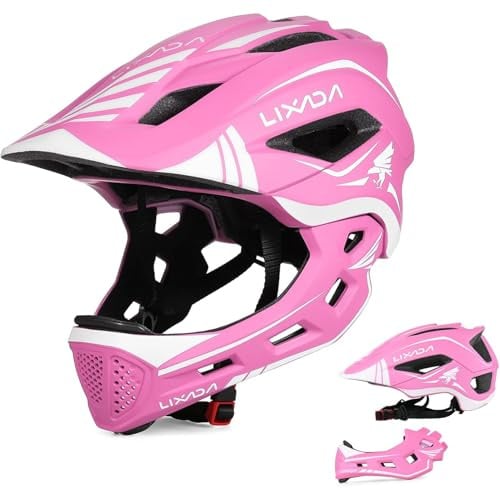 Lixada Kids Full Face Helmet Detachable Child Boys Girls Bike Helmet Protective Gear for Cycling Skateboarding Roller Skating Cycle Helmet 52-58cm