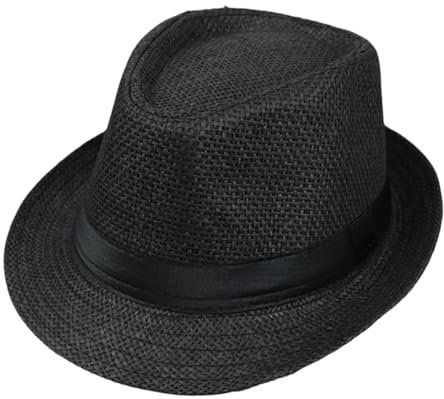 Sombrero Panama Fedora Trilby de Paja - Copa Sol de Verano Beach Sun Cap Gorra de Jazz para Hombre Mujer Niño