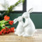 Keramik Osterdeko Hasen Liebespaar 19 x 23cm weiß Dekofigur Oster-Dekoration Tisch-Deko Osterhase