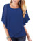 Vafoly Damen Chiffon Bluse Kurzarm:Festliche blusen Damen elegant - Bluse Damen Rundhals - Damen Oberteile Tunika Batwing - Sommer Damen Tunika Flowy Mode 2024 Gift fur Mama Deep Blue XL