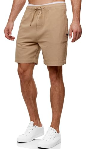 Indicode Herren INMargera Chino Shorts mit Kordelzug und 4 Taschen | Bermuda Sommershorts für Männer Cornstalk, XL