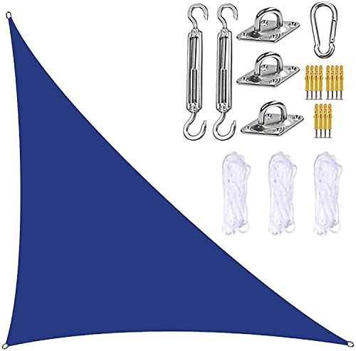 Sonnensegel Garten-Sonnensegel Im Rechtwinkligen Dreieck, 98% UV-Block, Mit Befestigungssatz, Wasserdicht, Großer Sonnenschutz for Deck, Außenterrasse, Vordach, Markisen (Color : Blue, Size : 3x4x5
