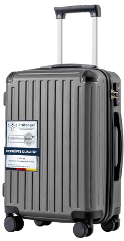 COOLIFE Handgepäck Koffer Hartschalen Hartschalenkoffer, PC+ABS, 55.5 cm M | Reisekoffer mit TSA-Schloss Teleskopgriff und 4 Zwillingsrollen, Trolley-Koffer für Geschäftsreise, Wochenendausflug, Grau