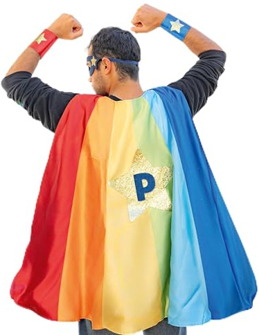 Papierdrachen Superhelden-Set - Kostüm für Kinder und Erwachsene - Helden Design - Komplettset - Cape Manschetten - Maske oder Diadem - Verkleidung - Action und Fantasy - Karneval und Fasching