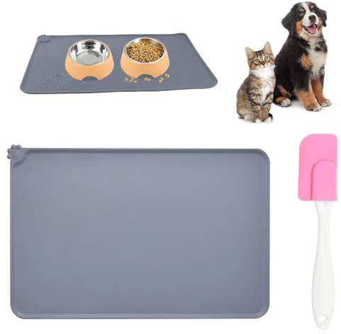 Tapete para Comer Perros y Gatos, 48x30cm Alfombra de alimentación para Mascotas, Alfombra Comedero Perro y Gato, Silicona Alfombrilla para Comedero, Antideslizante, Impermeable, Fácil de Limpiar