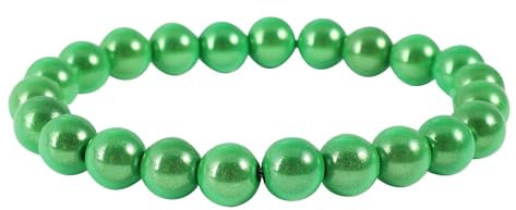 Akzent Armband mit Farbenfrohen Kunstperlen in 8, 10 und 12mm - Elastisches Sommer Kugelarmband in 13 Farben Geschenkidee (Perlendurchmesser: 8mm, Grün)